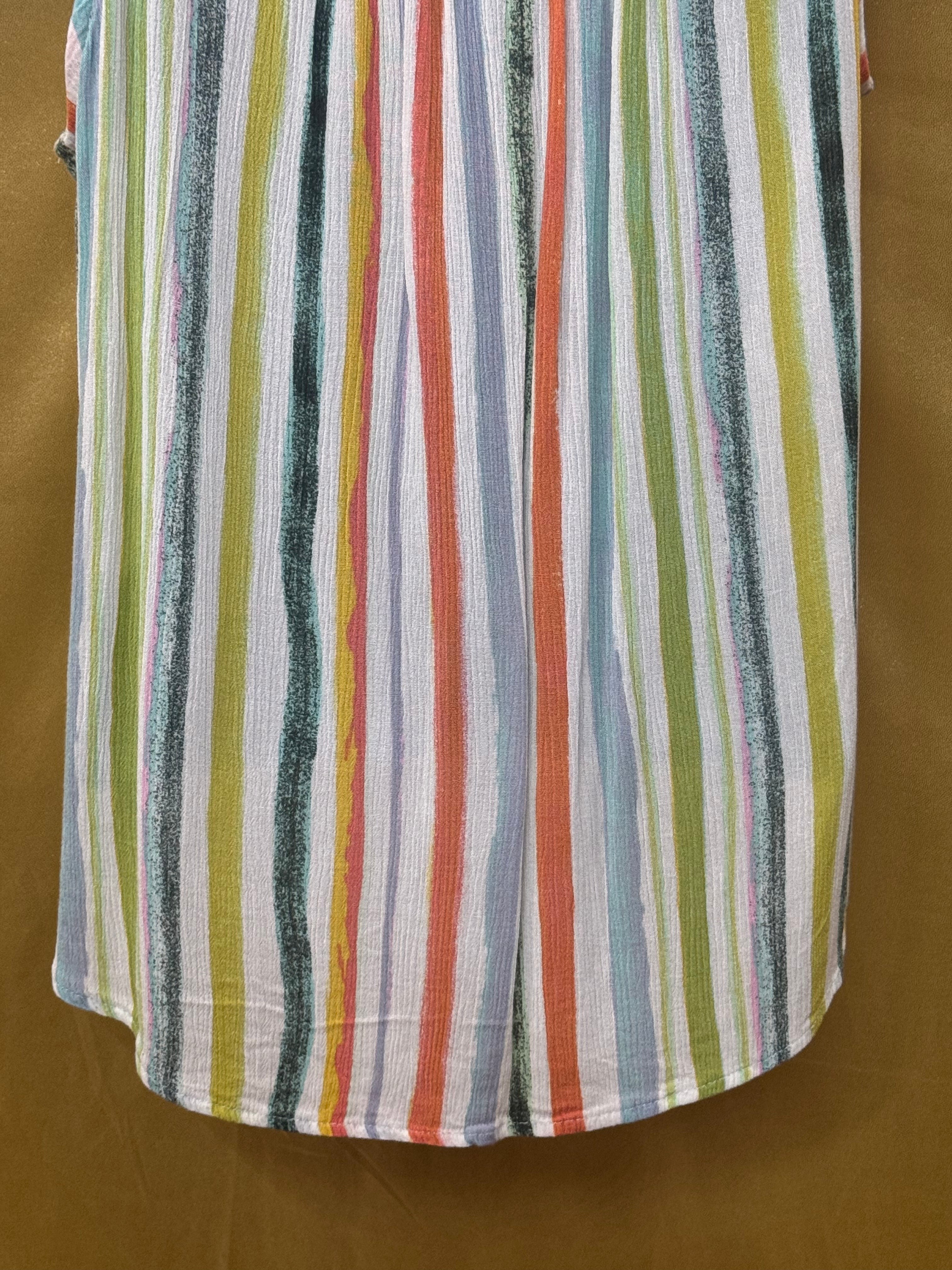 22nd Brand Colorful Striped V-Neck Tank Top - Made in USA, Size Small
