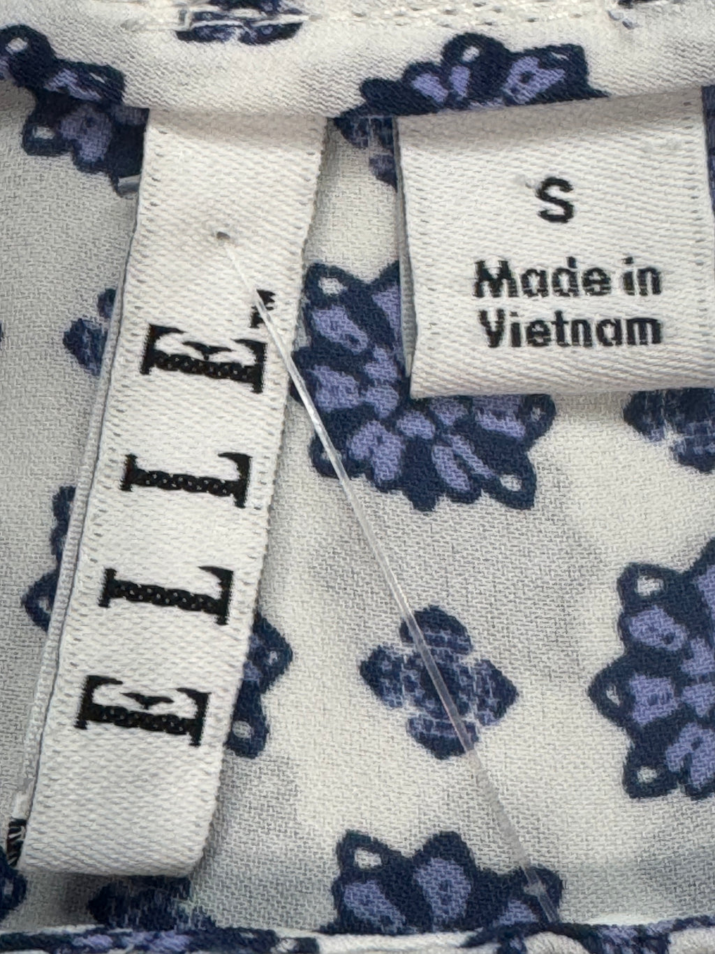 ELLE Blue & Purple Geometric Floral Ruffle Sleeveless Blouse, Small