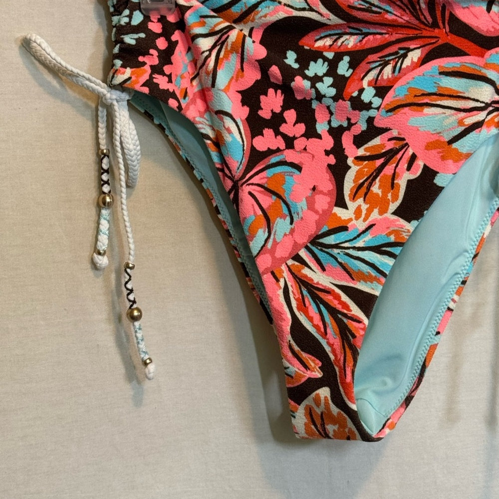 Aerie NWT High Cut Cheeky Floral Summer Swim Bikini Bottoms‎ Size S