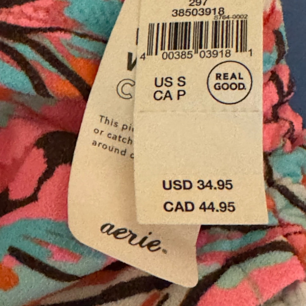 Aerie NWT High Cut Cheeky Floral Summer Swim Bikini Bottoms‎ Size S
