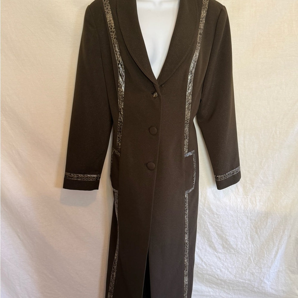 B-37 Donna Vinci Couture Brown 2-Piece Vintage Skirt & Blazer Set Size 10