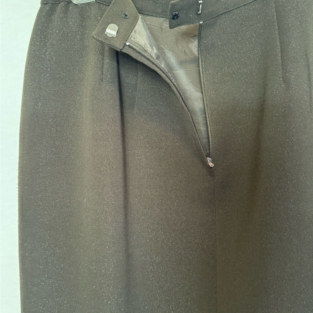 B-37 Donna Vinci Couture Brown 2-Piece Vintage Skirt & Blazer Set Size 10