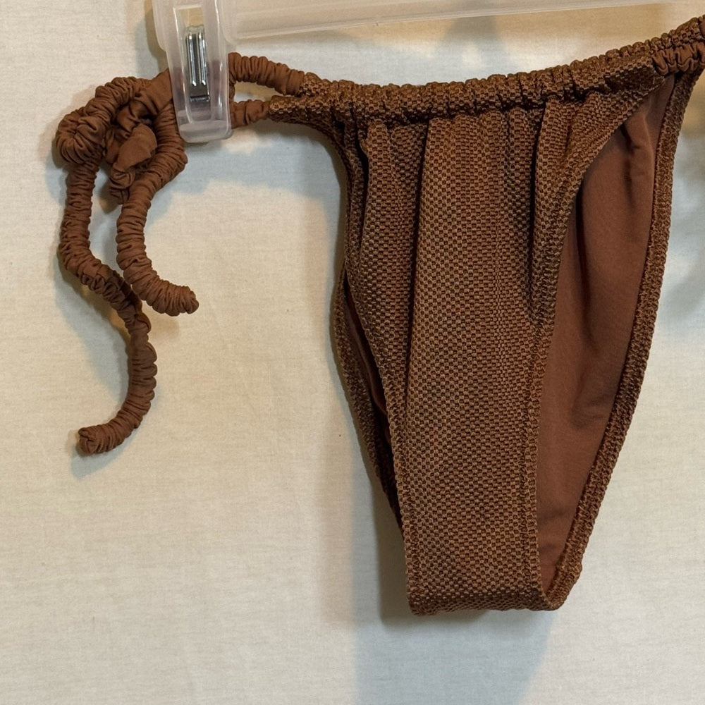 Aerie NWT Cheekiest‎ Side Tie Brown Summer Swim Bikini Bottoms Size S
