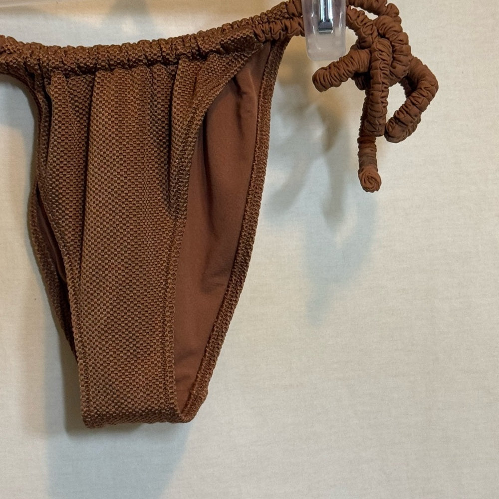 Aerie NWT Cheekiest‎ Side Tie Brown Summer Swim Bikini Bottoms Size S