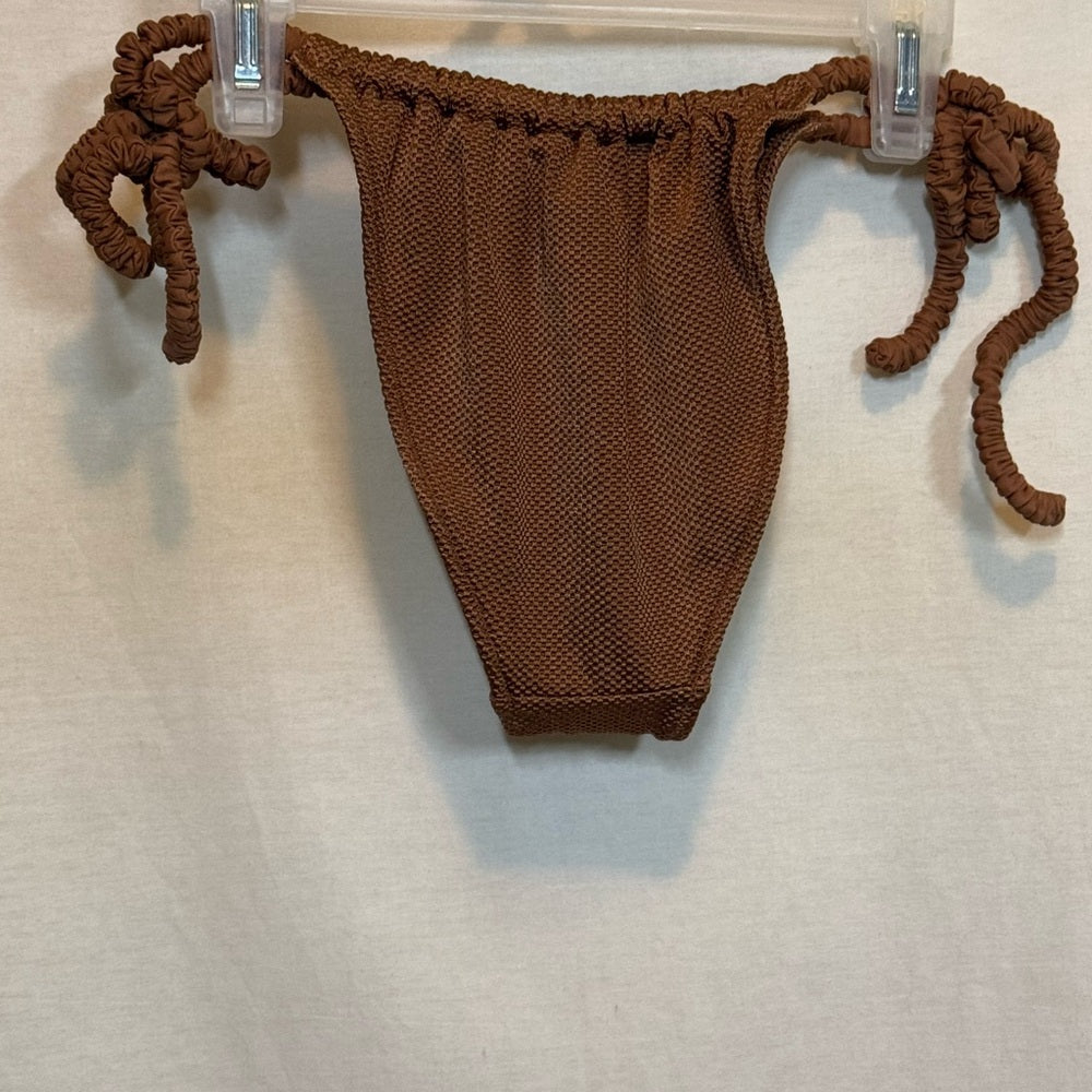 Aerie NWT Cheekiest‎ Side Tie Brown Summer Swim Bikini Bottoms Size S