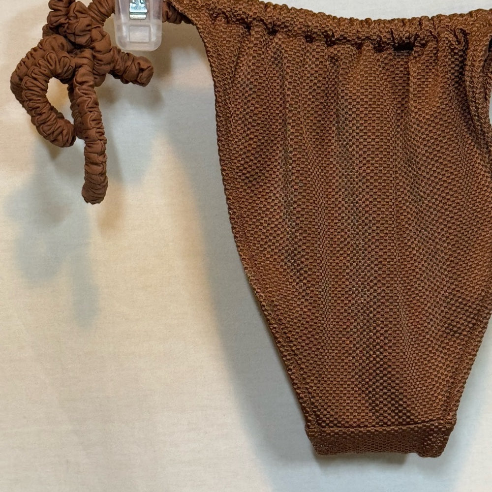Aerie NWT Cheekiest‎ Side Tie Brown Summer Swim Bikini Bottoms Size S