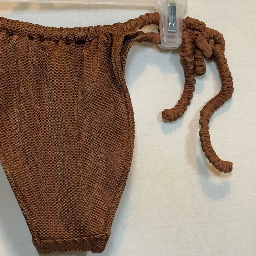 Aerie NWT Cheekiest‎ Side Tie Brown Summer Swim Bikini Bottoms Size S