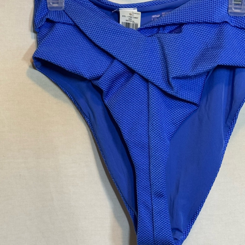 Aerie NWT High Cut Cheeky Blue Summer Swim Bikini Bottoms Size S‎