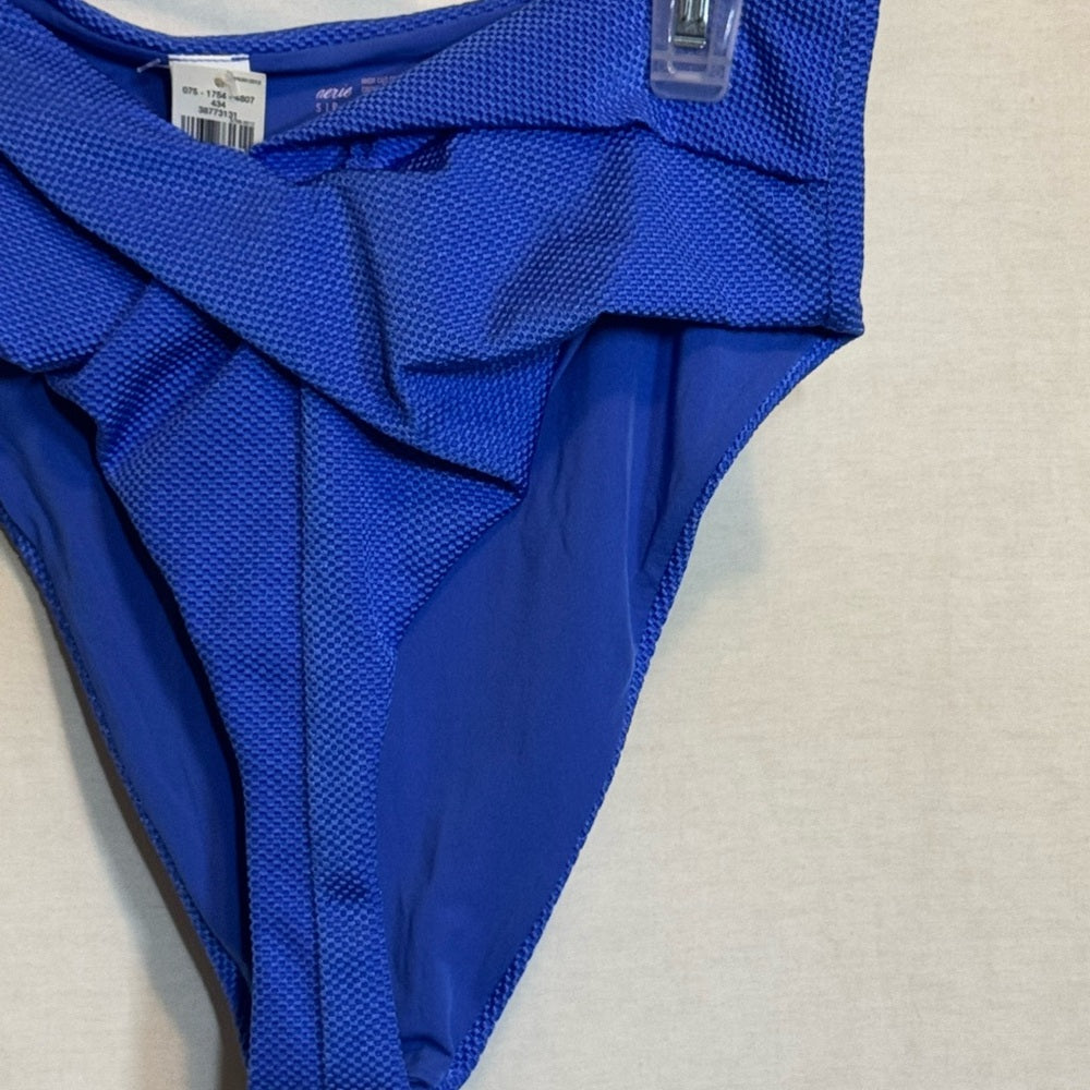 Aerie NWT High Cut Cheeky Blue Summer Swim Bikini Bottoms Size S‎