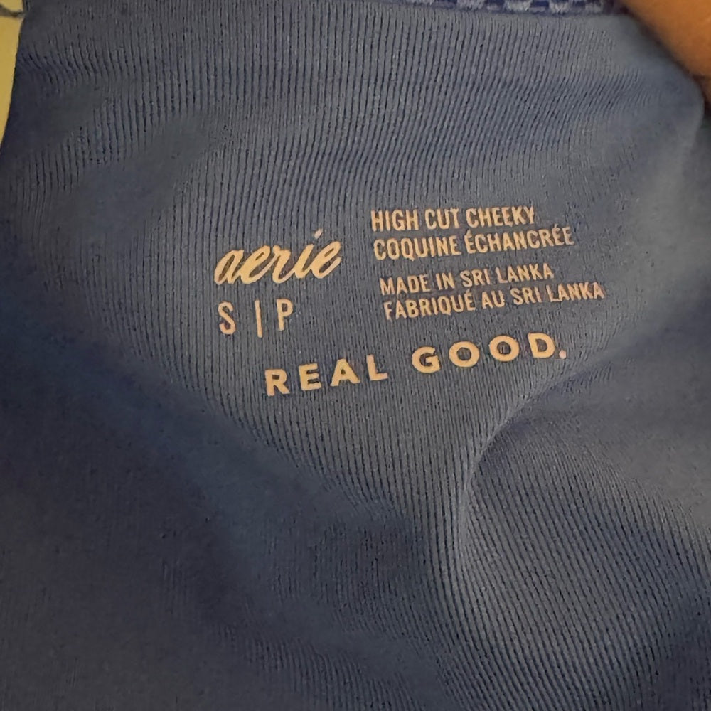 Aerie NWT High Cut Cheeky Blue Summer Swim Bikini Bottoms Size S‎
