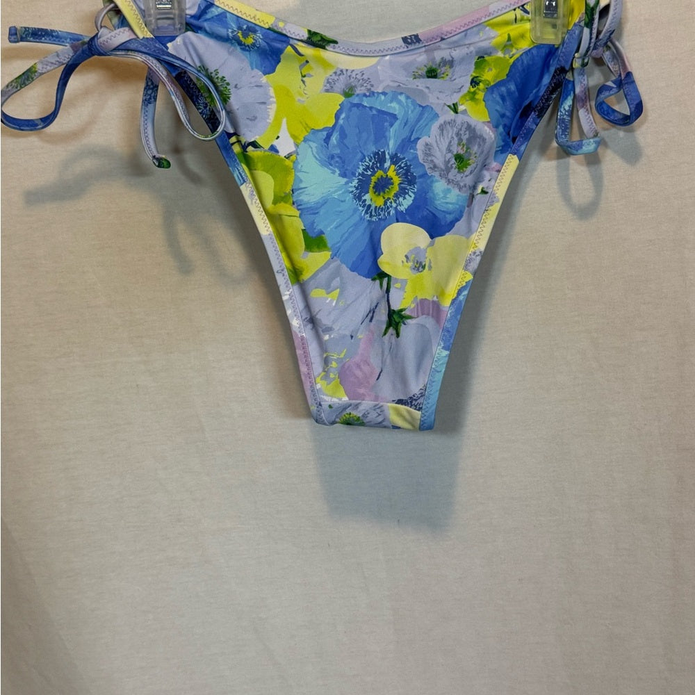 Aerie NWT Cheekiest Side Tie Blue Purple & Green Floral Bikini Bottoms