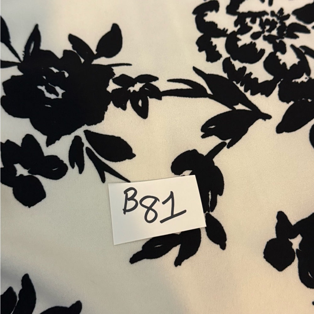 B-81 Karl Lagerfield White & Black Floral Ruffled Short Sleeve MIDI Dress