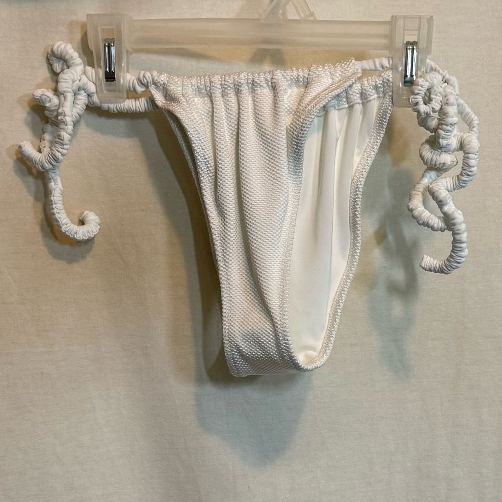 Aerie NWT Cheekiest Side Tie‎ White Summer Swim Bikini Bottoms Size S