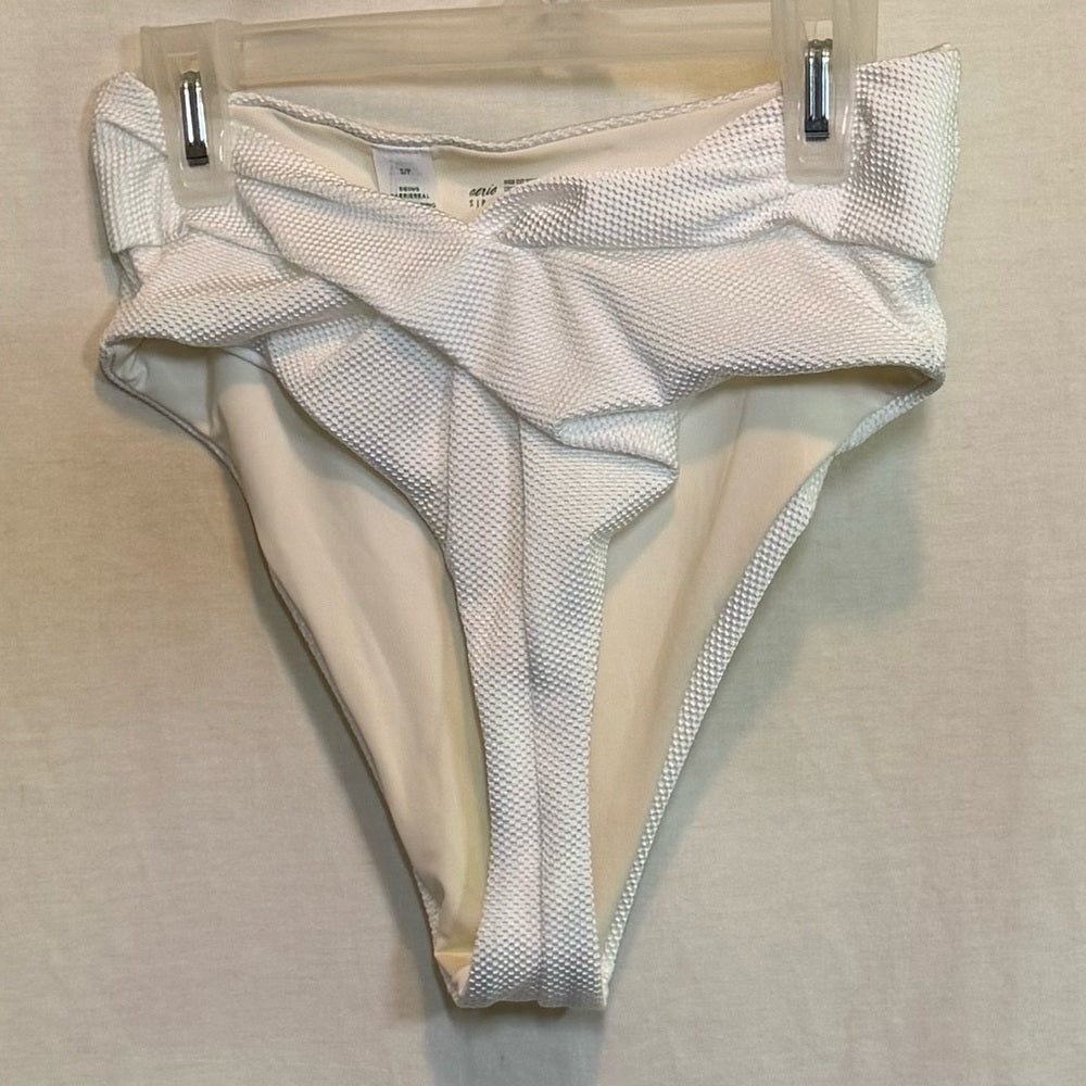 Aerie NWT High Cut Cheeky‎ White Summer Swim Bikini Bottoms Size S