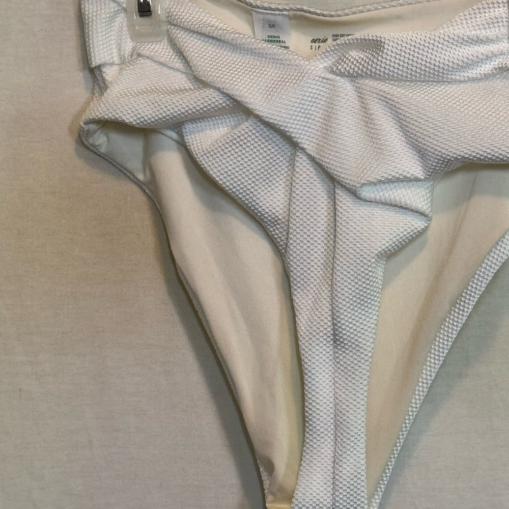 Aerie NWT High Cut Cheeky‎ White Summer Swim Bikini Bottoms Size S