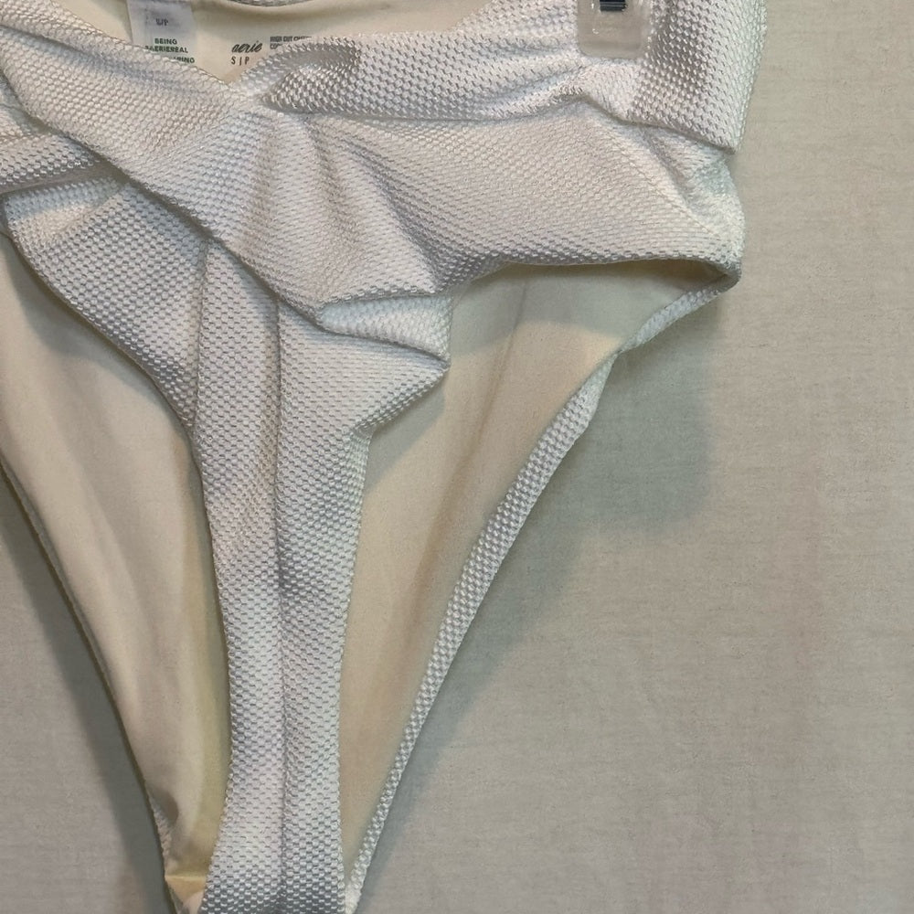 Aerie NWT High Cut Cheeky‎ White Summer Swim Bikini Bottoms Size S
