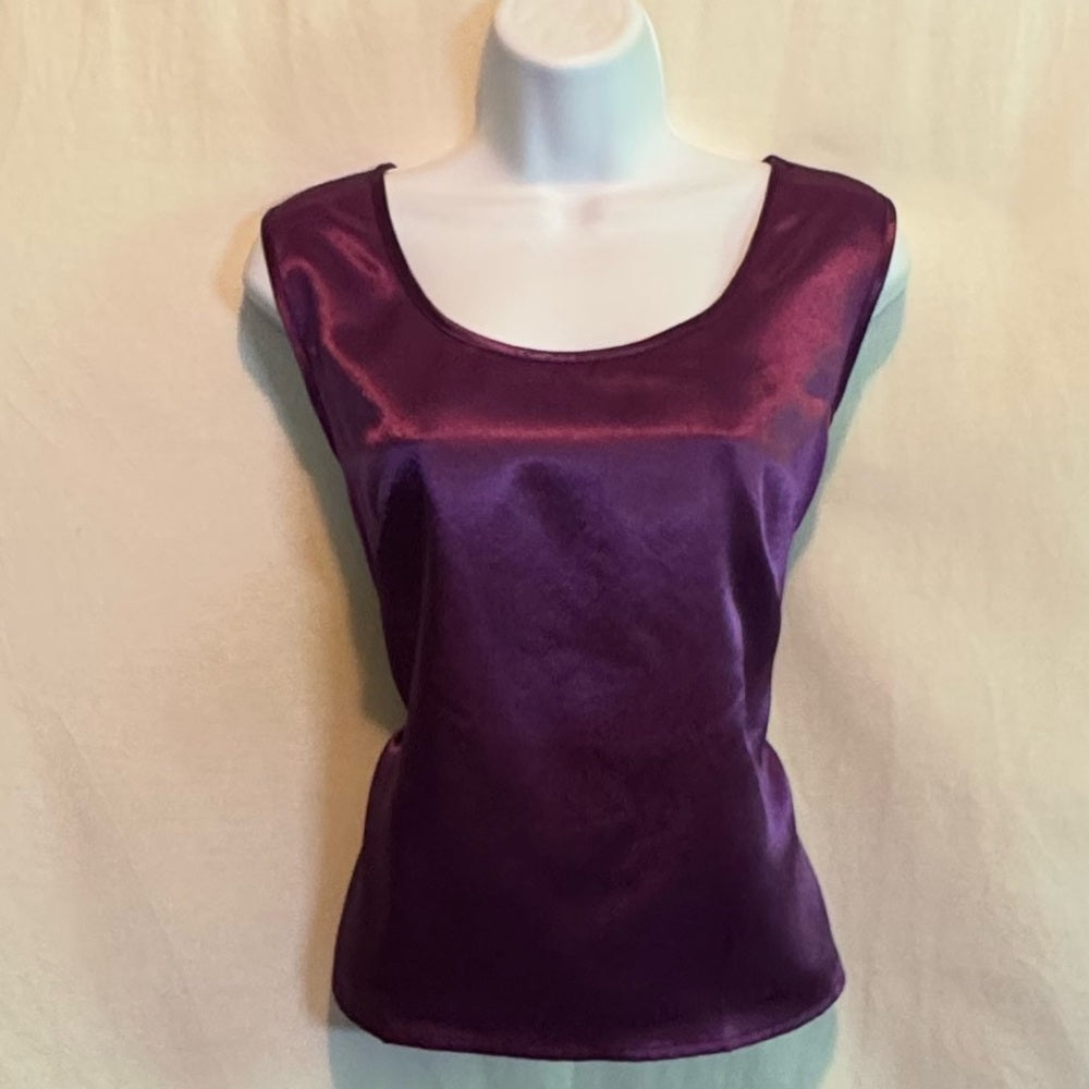 Danny and Nicole purple sleeveless scoop neck blouse size 12 women's lightweight business casual top at A Golden Lady Boutique