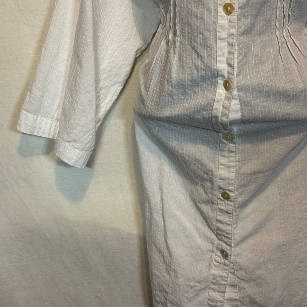 Club Z Collection White Pleated V-Neck Button Front Blouse Size 1X