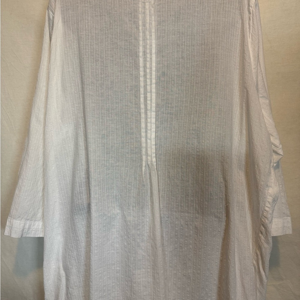 Club Z Collection White Pleated V-Neck Button Front Blouse Size 1X