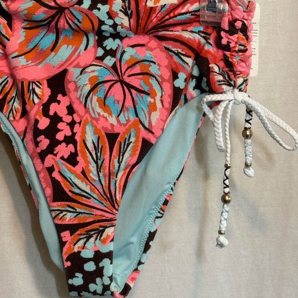 Aerie NWT High Cut Cheeky Pink & Blue‎ Bikini Bottoms Size S