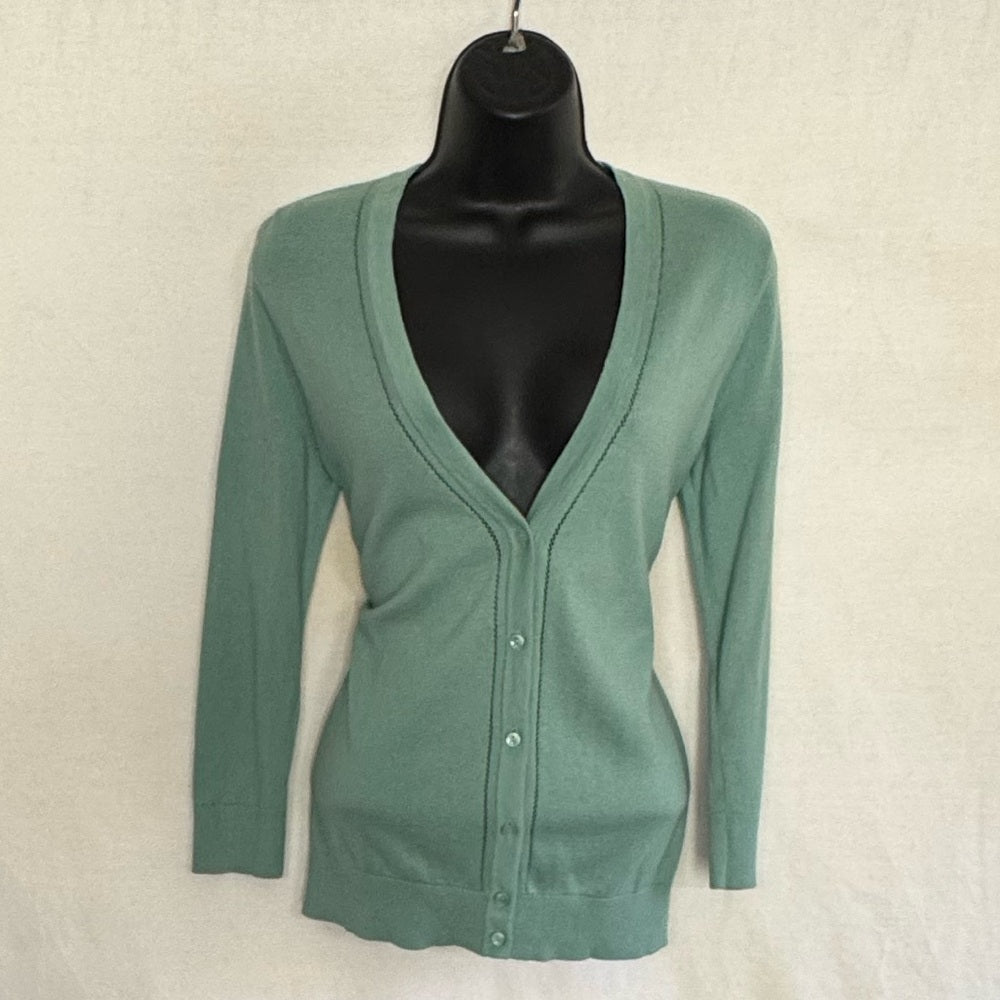 Green V-neck Long Sleeve Cardigan Sweater Size XS