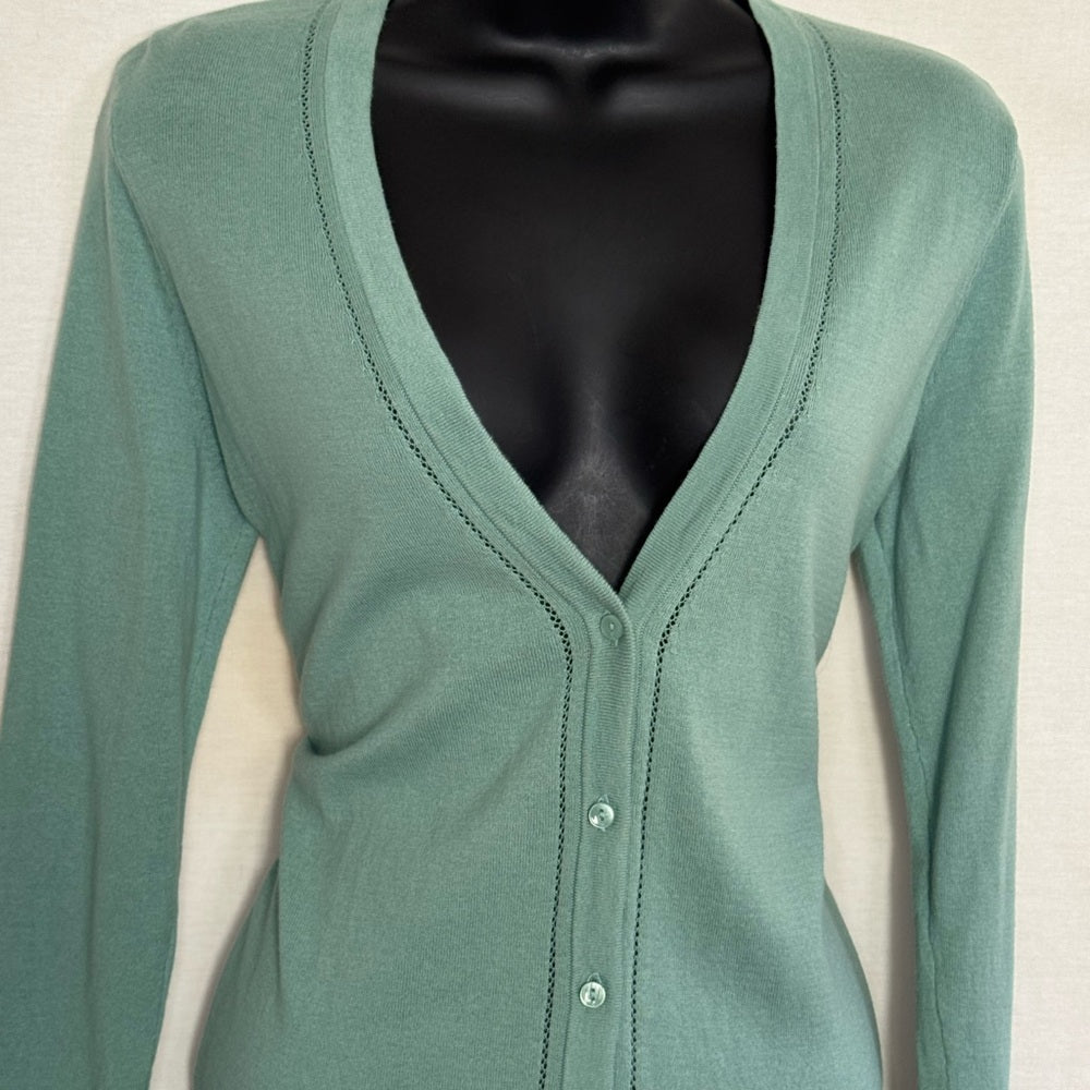 Green V-neck Long Sleeve Cardigan Sweater Size XS