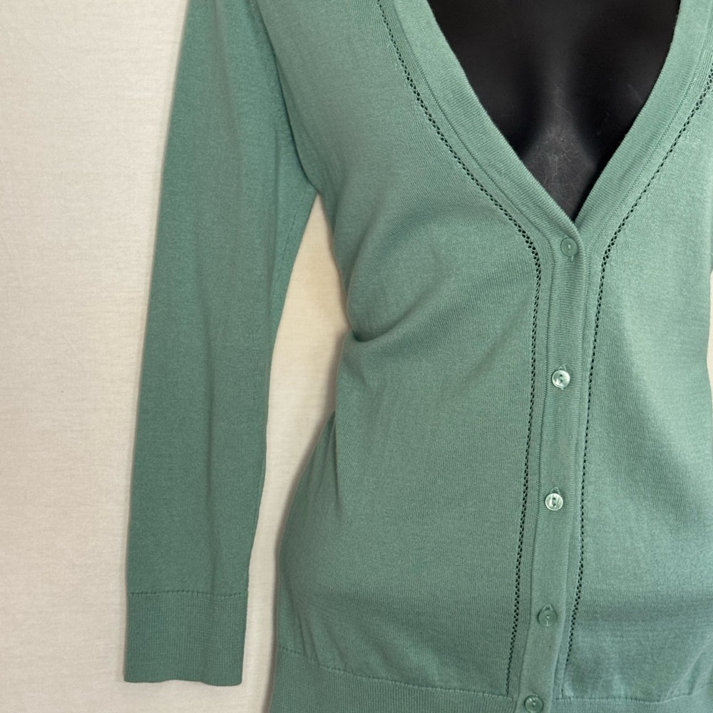 Green V-neck Long Sleeve Cardigan Sweater Size XS