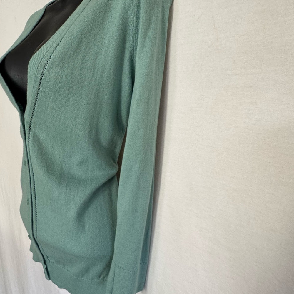Green V-neck Long Sleeve Cardigan Sweater Size XS