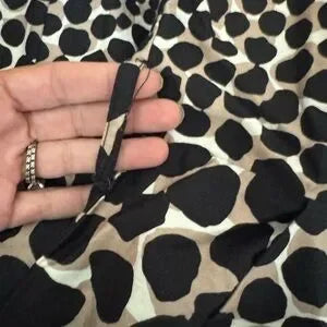 A-146 Love Cream White & Black Animal Print Sleeveless MIDI Dress‎ Size 13