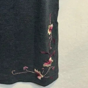 B-274 Requirements Vintage Gray‎ Embroidered 2 Piece Sweater Maxi Skirt Set Sz L