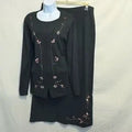 B-274 Requirements Vintage Gray‎ Embroidered 2 Piece Sweater Maxi Skirt Set Sz L