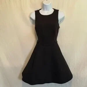H-156 Keepsake Black Sleeveless MIDI Fit & Flare Summer Dress Size S‎