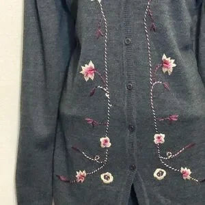 B-274 Requirements Vintage Gray‎ Embroidered 2 Piece Sweater Maxi Skirt Set Sz L
