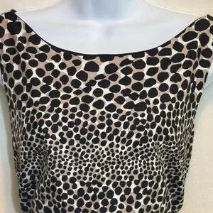 A-146 Love Cream White & Black Animal Print Sleeveless MIDI Dress‎ Size 13