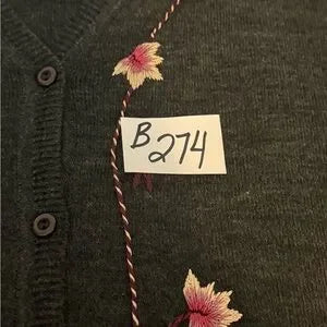 B-274 Requirements Vintage Gray‎ Embroidered 2 Piece Sweater Maxi Skirt Set Sz L