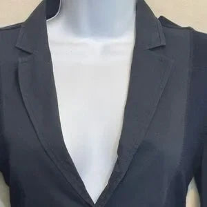 B-220 Free People Blue 100% Cotton Long Sleeve Suit Jacket Size 4‎