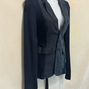 B-220 Free People Blue 100% Cotton Long Sleeve Suit Jacket Size 4‎