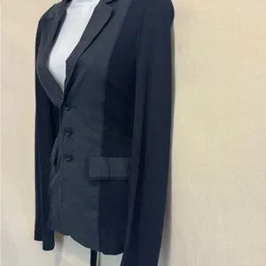 B-220 Free People Blue 100% Cotton Long Sleeve Suit Jacket Size 4‎