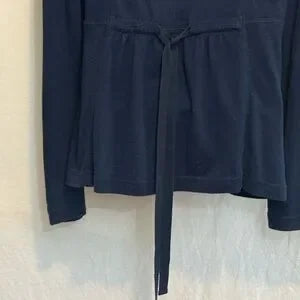 B-220 Free People Blue 100% Cotton Long Sleeve Suit Jacket Size 4‎