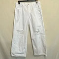 B-253 Ariat NWT White Distressed Ultra High Rise Tomboy Wide Leg Cropped Jeans‎