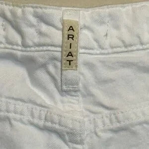 B-253 Ariat NWT White Distressed Ultra High Rise Tomboy Wide Leg Cropped Jeans‎