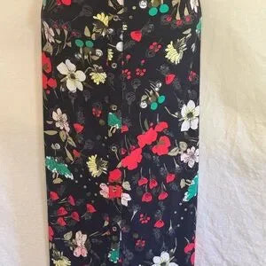 C-34 Tommy Hilfiger Black‎ & Colorful Floral Sleeveless Maxi Dress Size M