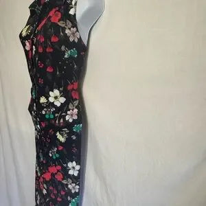 C-34 Tommy Hilfiger Black‎ & Colorful Floral Sleeveless Maxi Dress Size M