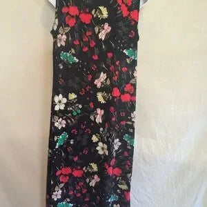 C-34 Tommy Hilfiger Black‎ & Colorful Floral Sleeveless Maxi Dress Size M