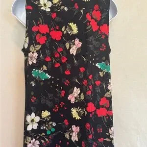 C-34 Tommy Hilfiger Black‎ & Colorful Floral Sleeveless Maxi Dress Size M