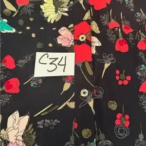C-34 Tommy Hilfiger Black‎ & Colorful Floral Sleeveless Maxi Dress Size M