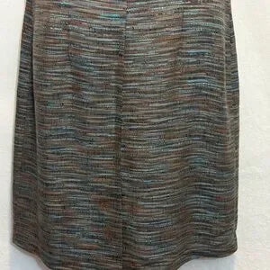 B-277 BG Collection Vintage Brown & Blue 2-Piece Set‎ Dress & Blazer Size 10
