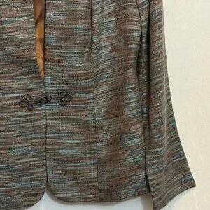 B-277 BG Collection Vintage Brown & Blue 2-Piece Set‎ Dress & Blazer Size 10