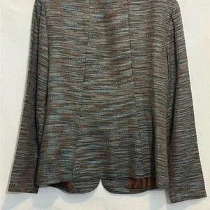 B-277 BG Collection Vintage Brown & Blue 2-Piece Set‎ Dress & Blazer Size 10