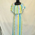 B-126‎ Peach Love California NWT Ruffle Colorful Stripe Maxi Dress Size M
